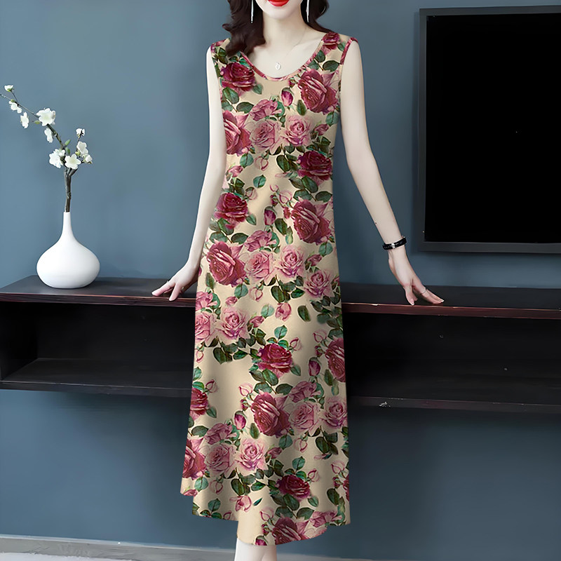 广州十三行高端爆款~气质减龄遮肚妈妈装背心吊带中长款连衣裙女,淘宝优惠券,粉丝福利购,淘宝优惠卷