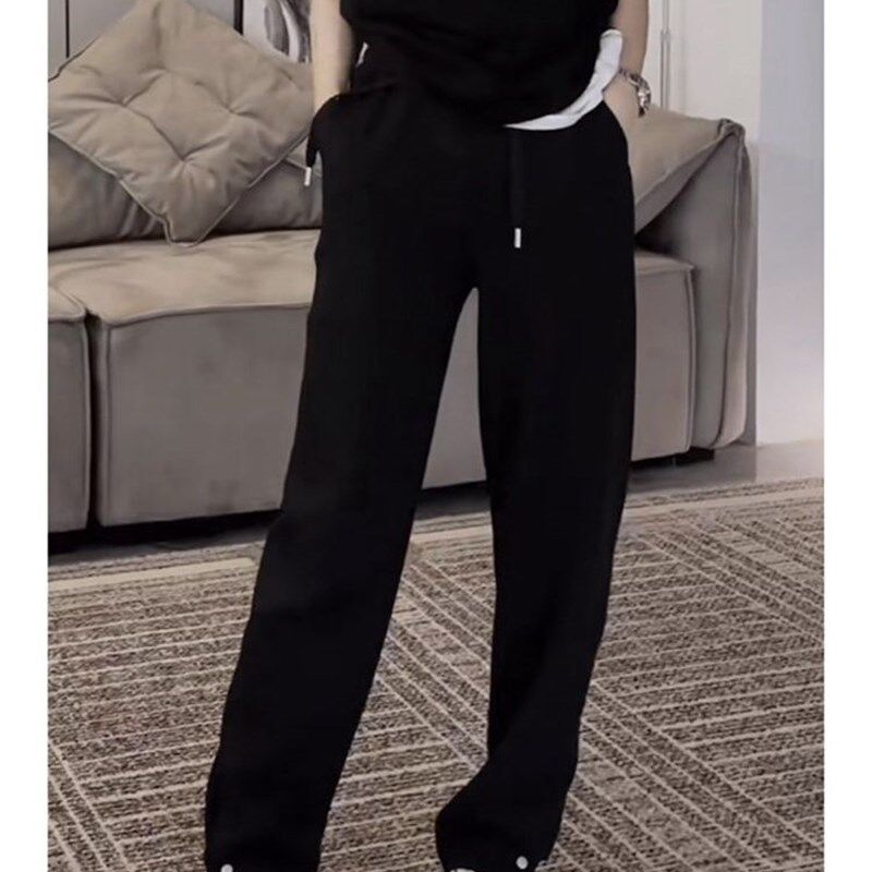 加肥加大码300斤卡其色休闲宽裤男女H秋季潮流宽松直筒垂感卫裤2