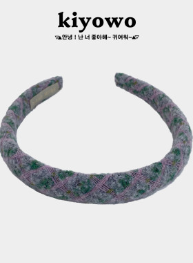 韩系清新格纹毛绒显脸小发箍发卡