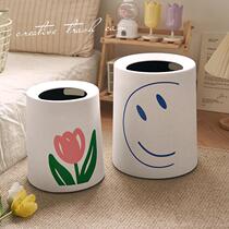 Net red tulip trash can large double double barrel sleeve domestic living room kitchen toilet toilet office