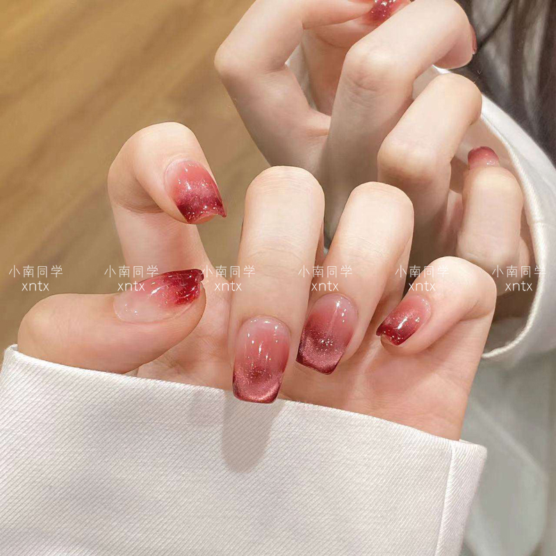 叶柯同款美甲穿戴甲2025新款高级感指甲贴片猫眼红色手工网红甲片 - 图0