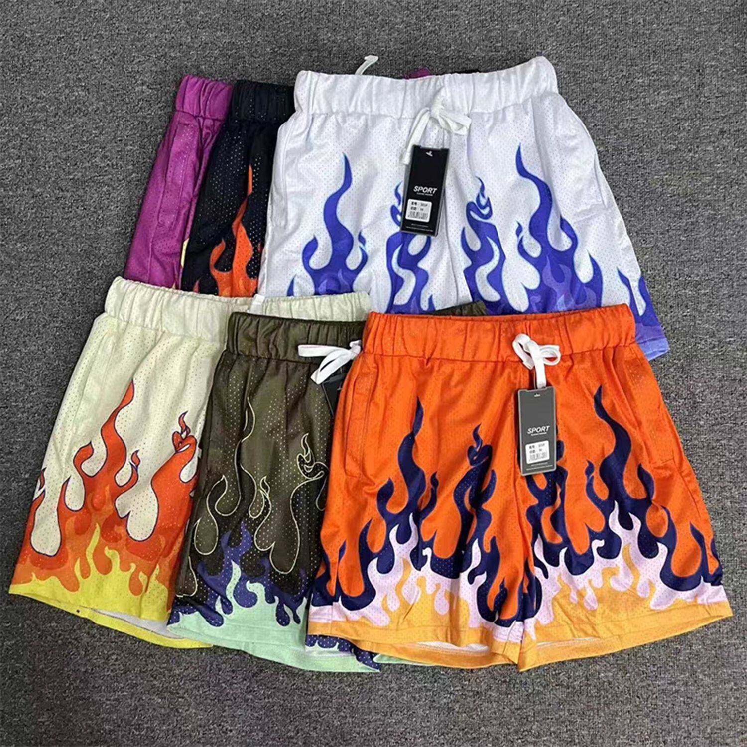 2025火焰篮球短裤男高街数码印潮流运动短裤学生宽松休闲四分裤子