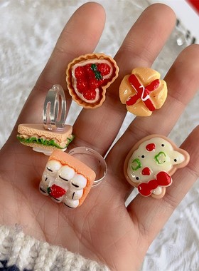 情侣树脂可爱仿真食物戒指