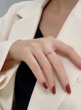 钛钢单钻戒指女细戒日韩金色潮人网红简约基础时尚百搭指环小清新