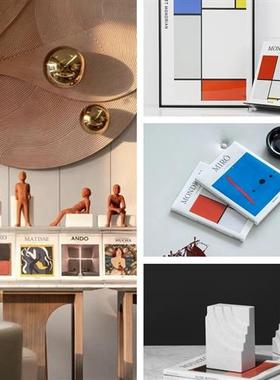 简约现代样板间装饰品 售楼部样板房摆场仿真艺术画册道具摆件