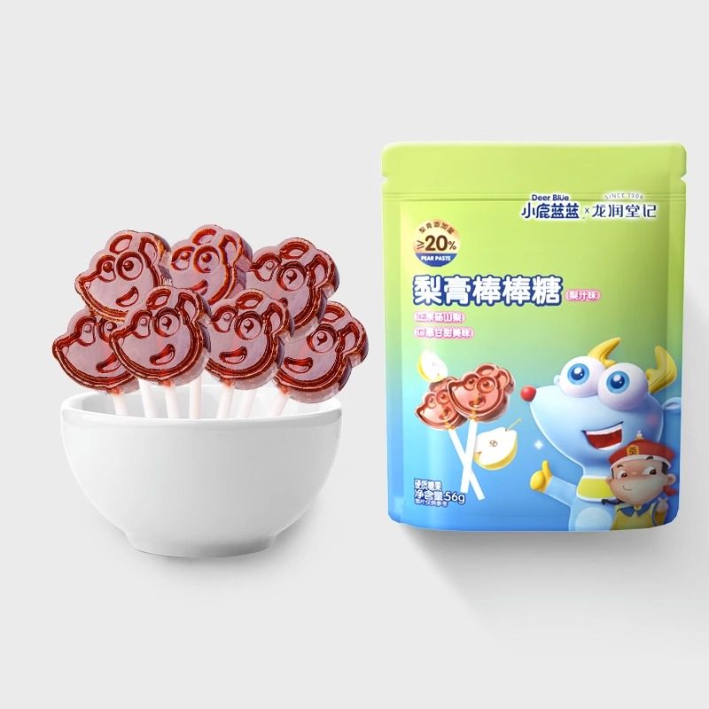 小鹿蓝蓝砀山秋梨膏棒棒糖木糖醇儿童糖果营养零食无添加白砂糖
