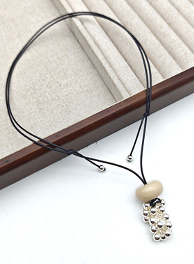 葡萄串简约百搭长款黑绳可抽拉