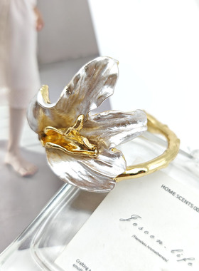 Lule新款金属鸢尾花开口手镯