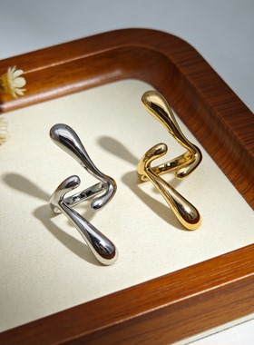 法式高级感水滴开口戒指