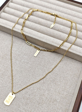 新款简约风个性方形吊坠项链