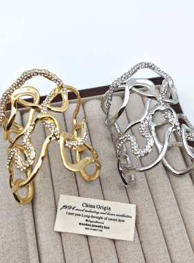 欧美鬼才设计不规则满钻手镯