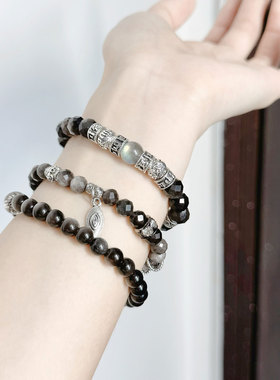 原创设计银曜石新中式手串情侣款