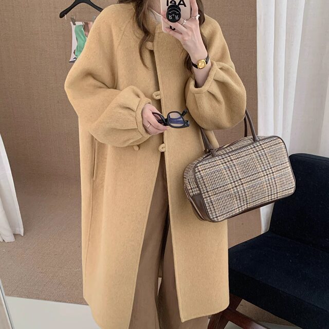 New Chinese style double-sided wool coat