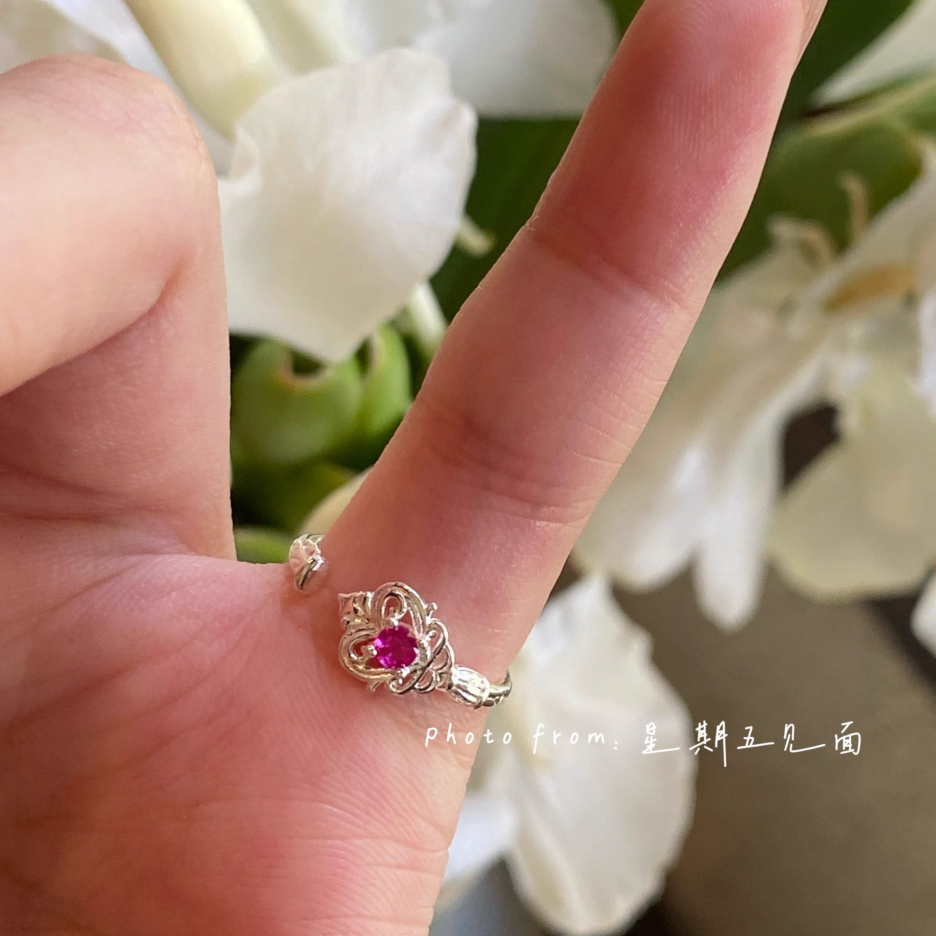 Original design antique style key sterling silver tail ring
