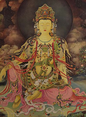 新中式水月观音画像铜挂画客厅玄关装饰画中堂禅意佛像画乔迁礼物