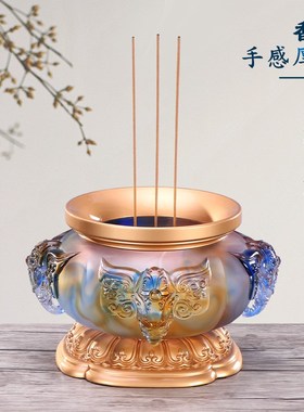 佛具用品大全古法琉璃花瓶供水杯供果果盘铜香炉家用佛前供灯套装