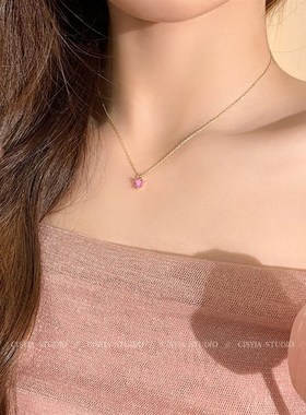 彩色项链女轻奢小众设计感20x24新款高级感简约时尚气质百搭锁骨