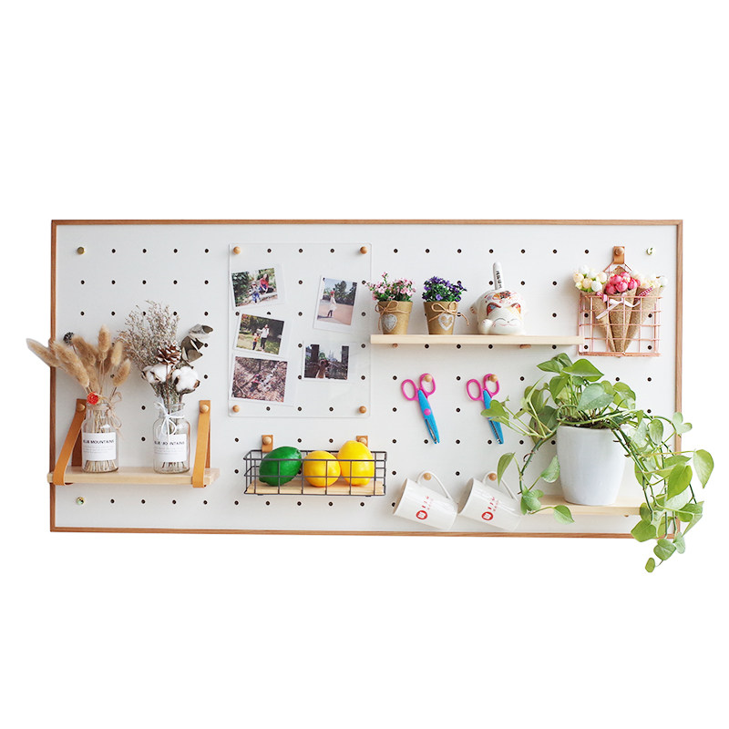 Customized electric meter box hole board wooden kindergarten v solid wood frame one-word partition wall decoration storage storage