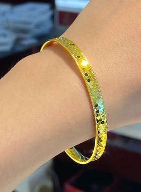 金包银龙鳞手镯女爆款鱼鳞爆闪蜂窝蹦迪实心手环情人节礼物