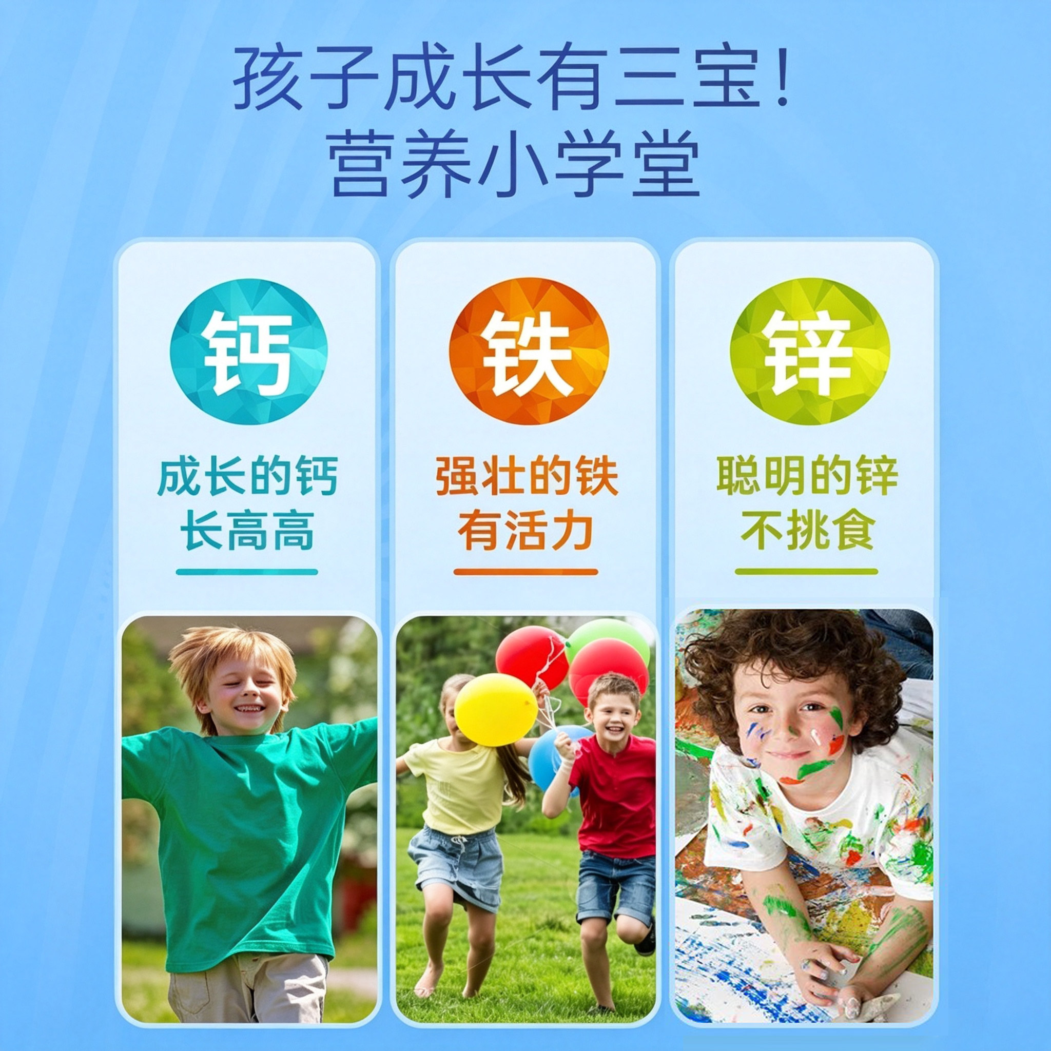 哈药牌钙铁锌口服液儿童补钙液体钙三精小蓝瓶正品官方口溶液90支