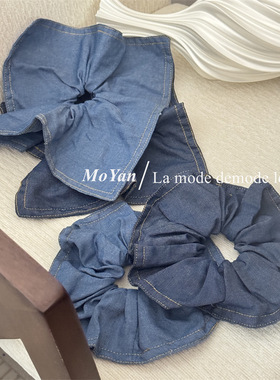韩版水洗牛仔布艺大肠发圈女方形方巾发绳扎头发头绳复古气质皮筋