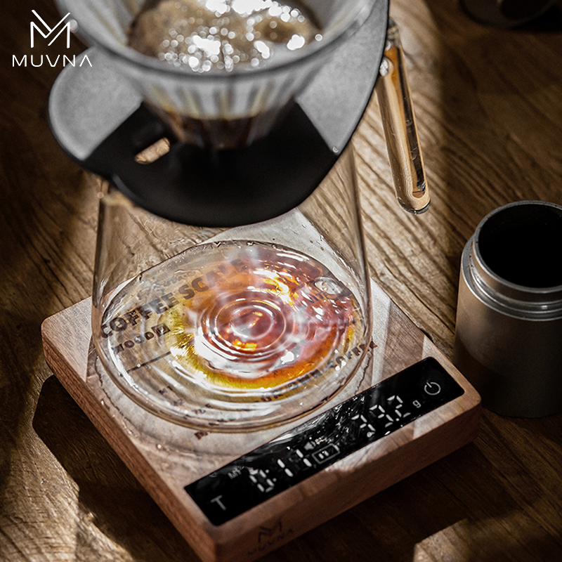 MUVNA慕威纳 意式咖啡豆胡桃木电子秤家用手冲咖啡专用精准计时称 - 图2