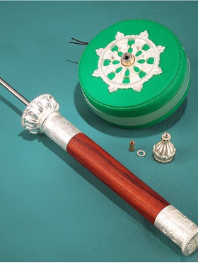 藏式绿皮二十一度母手摇转轮