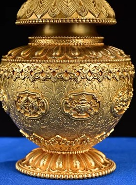 慧宝宝瓶黄财神宝瓶摆件藏式纯铜摩尼宝瓶壶藏传密宗供奉地