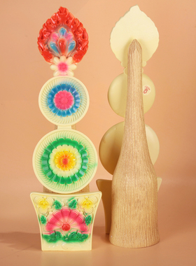 藏式树脂彩绘五妙玉朵玛食子花