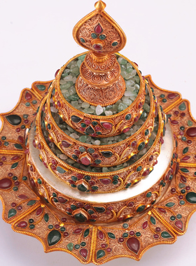 圆莲花尼泊尔手工红铜鎏掐丝