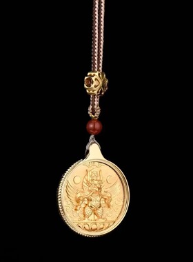 2025法王如意喇荣朝圣纪念品嘎乌盒胜利标志铜镀金大鹏金翅鸟吊坠