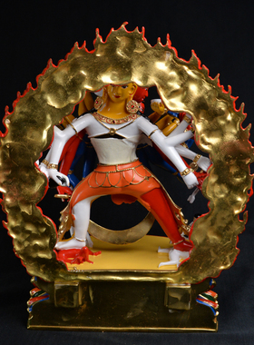 藏式时轮金刚像神像纯铜彩绘藏传精工佛台吉祥供奉摆件密宗护法像