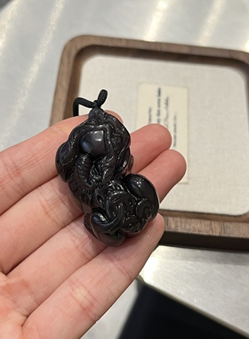 天然收藏级黑曜石冰彩霸王招财貔貅吊坠紫气东来冰种小众高奢项链