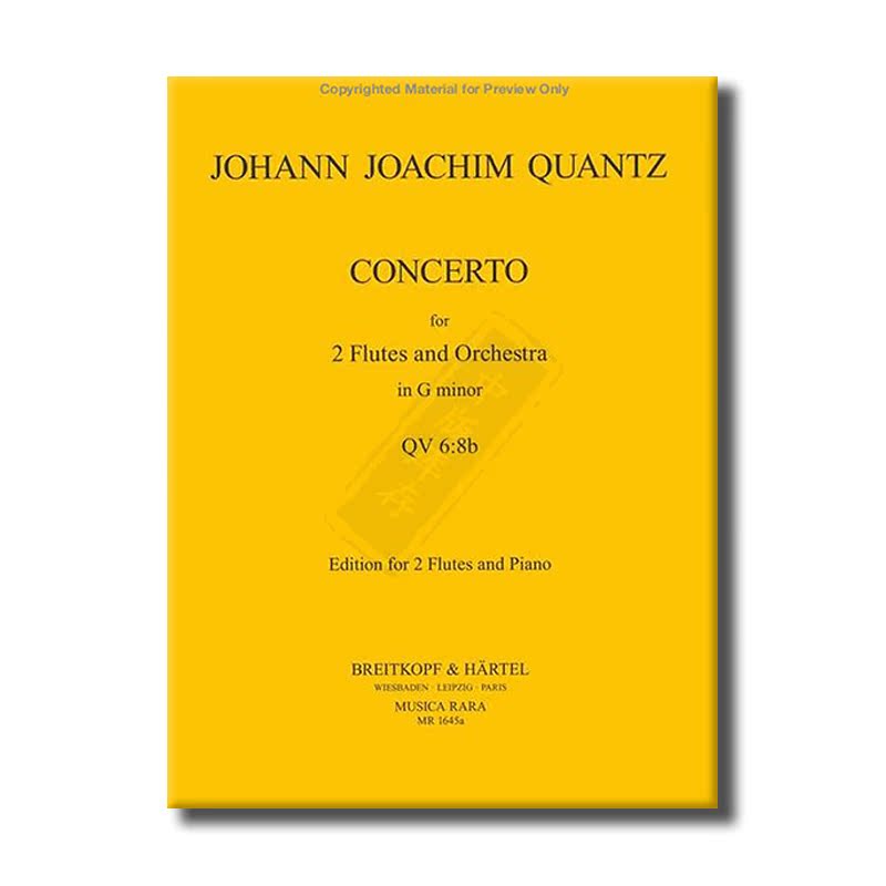 匡茨 G小调长笛协奏曲 QV 6/8b 双长笛和钢琴 大熊原版乐谱书 Quantz Flotenkonzert g moll 2 Flutes and Piano MR1645a - 图3