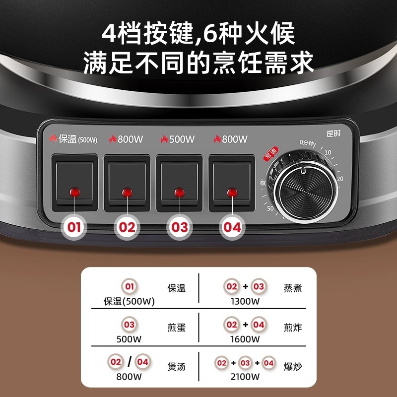 荣事达铸铁电炒锅无涂层家用多功能炒菜锅蒸煮一体式不粘电热火锅,淘宝优惠券,粉丝福利购,淘宝优惠卷