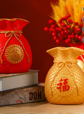 大麦干花福袋钱袋子花瓶麦穗红果摆件家居装饰开业礼品工艺品厂家