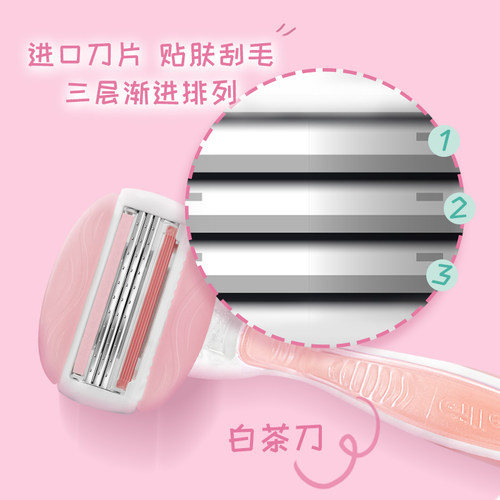 吉列脱毛刀女剃毛刀刀头维纳斯白茶三层刀片女用刮毛刀手动除毛刀 - 图2