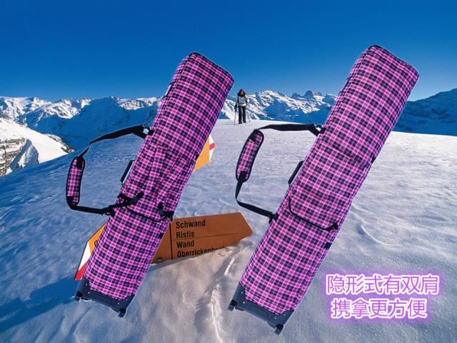 单双板滑雪板包带轮子咕噜滑雪鞋固定器包双肩单肩手提托运板袋-图2
