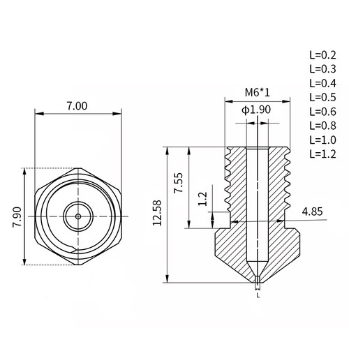 E3D V6镀铜喷嘴耐高温350度电镀镍铜挤出voron红蜥蜴V5高品质喷头 - 图1