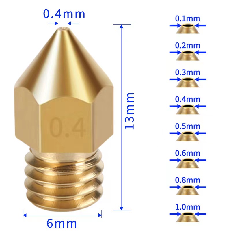 3D打印机配件MK8喷头黄铜喷嘴尖头刻字M6螺纹1.75/3.0mm Ender3 - 图2