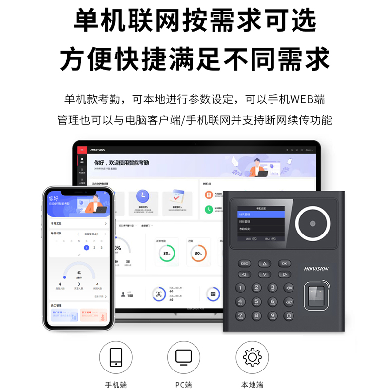 海康威视人脸识别门禁系统一体机办公室刷脸指纹密码刷卡门锁套装-图2