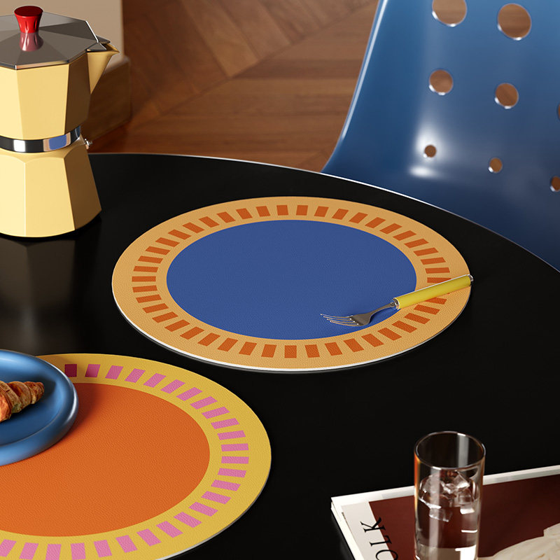 中古风高级感圆形餐垫防水防油碗碟水杯隔热皮革垫桌面防烫保护垫,淘宝优惠券,粉丝福利购,淘宝优惠卷