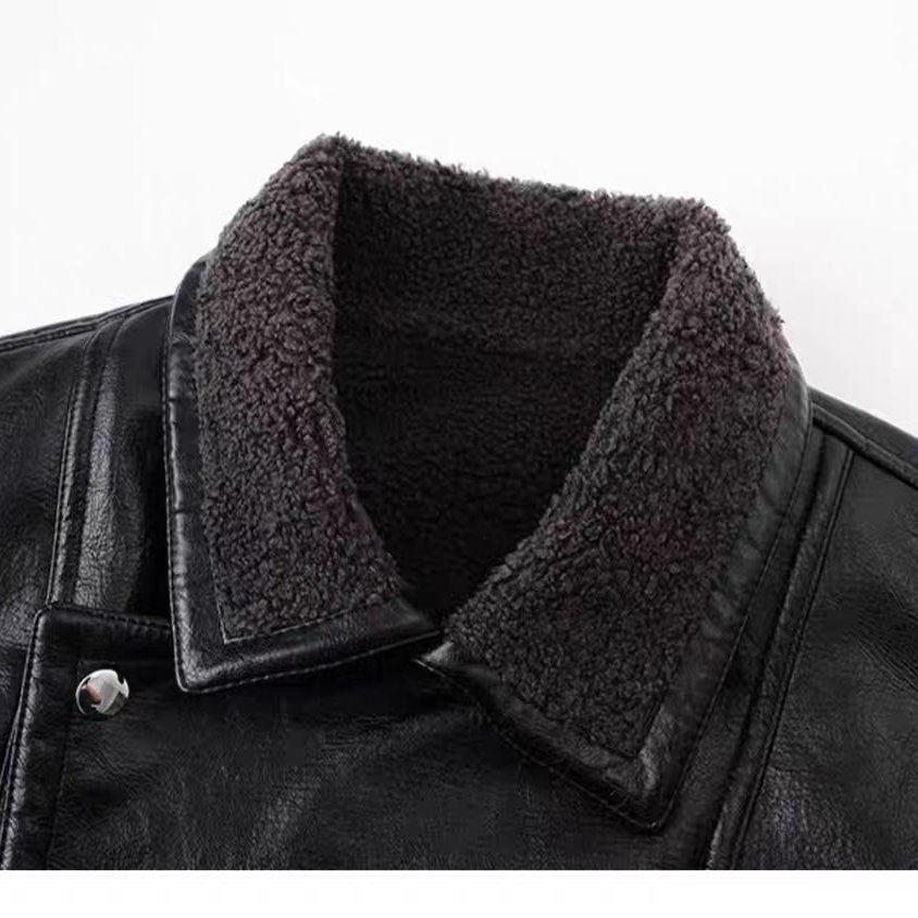 DN高端定制2025新款机车皮衣外套女2025冬季仿羊羔绒保暖翻领夹克,淘宝优惠券,粉丝福利购,淘宝优惠卷