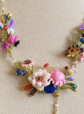 法国珐琅珐琅莫奈花园系列重工项链花朵轻奢