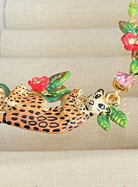 法国珐琅 24秋冬爱护小动物豹子系列珐琅小众设计
