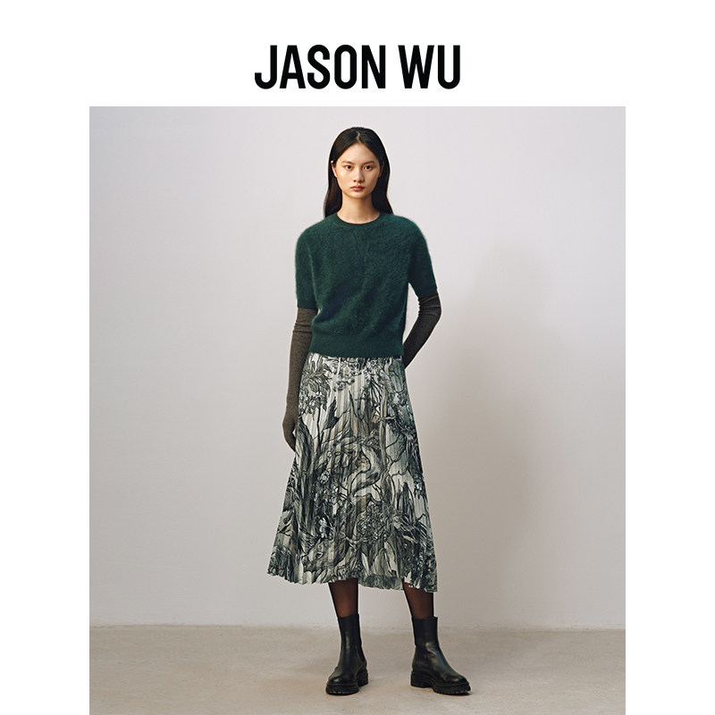 JASON WU 秋冬新款森林童话印花通勤百搭简约裙子半身裙百褶裙,淘宝优惠券,粉丝福利购,淘宝优惠卷