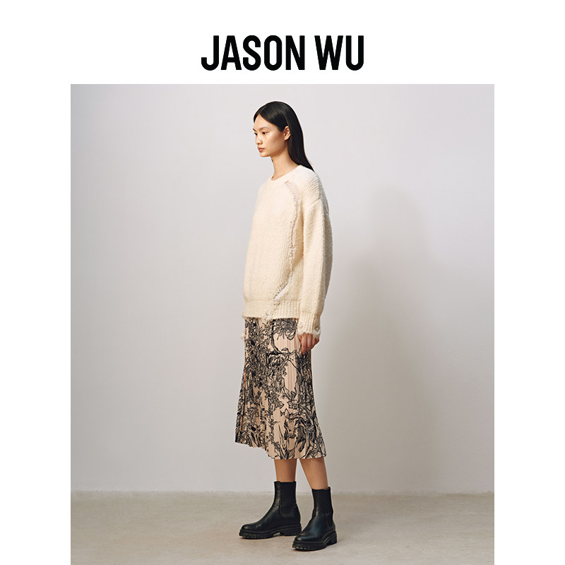 JASON WU 秋冬新款森林童话印花通勤百搭简约裙子半身裙百褶裙,淘宝优惠券,粉丝福利购,淘宝优惠卷