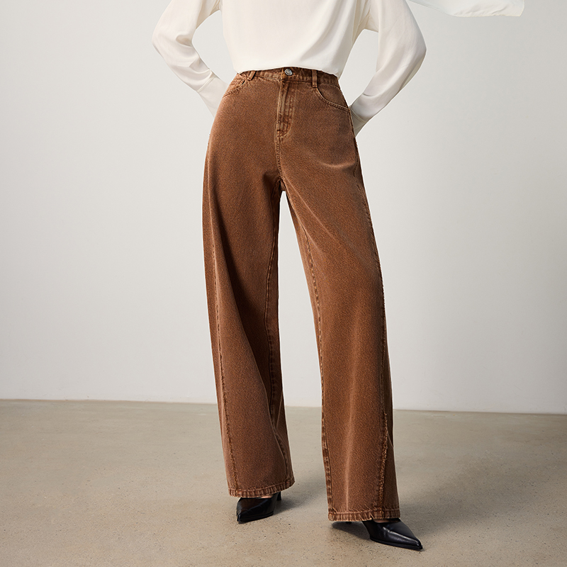 JASON WU2025秋季新款纯色直筒宽松显瘦休闲通勤香蕉牛仔裤裤子女 - 图0