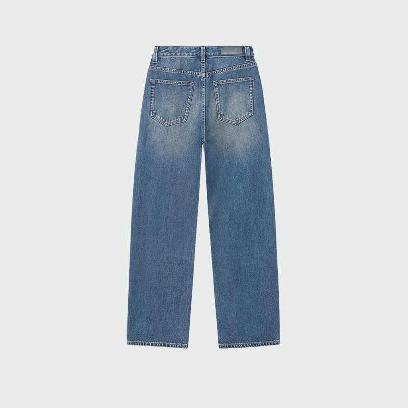 JASON WU2025秋季新款时尚复古怀旧小茧型直筒宽松通勤牛仔裤裤子 - 图1