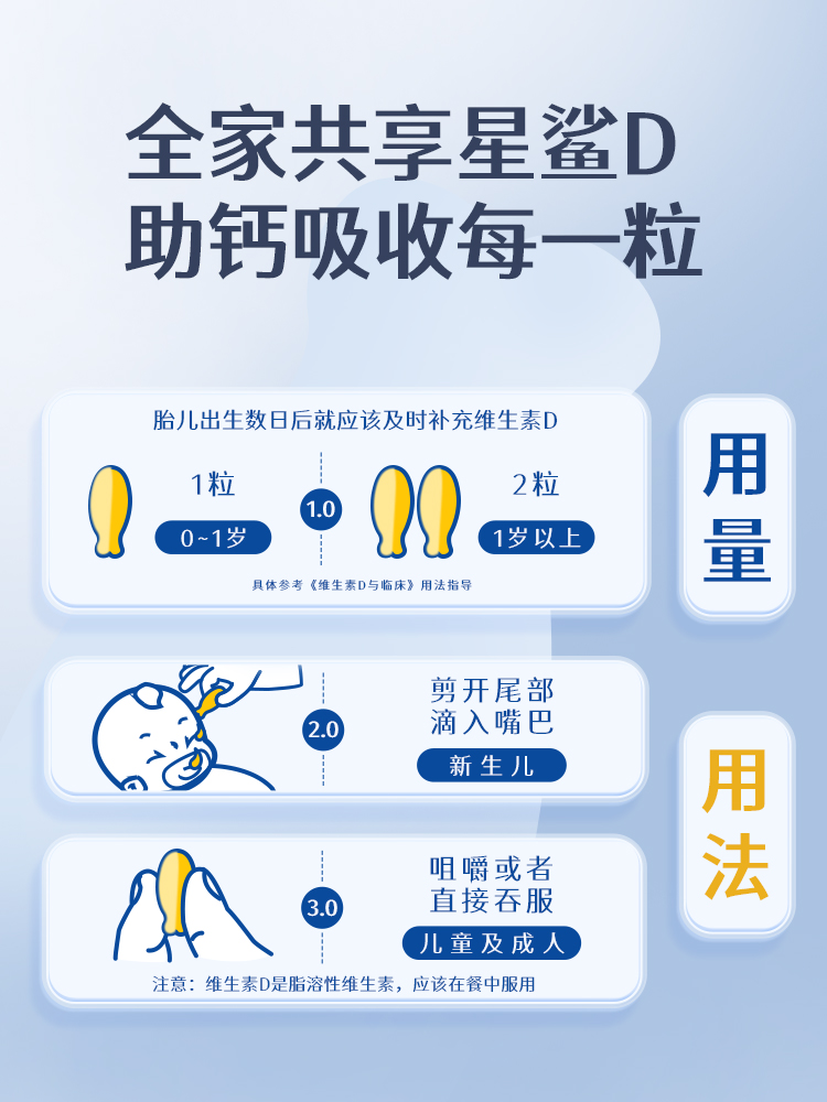 星鲨维生素d3婴儿滴剂维生素d3 星鲨维生素d3一岁以下儿童30粒6盒